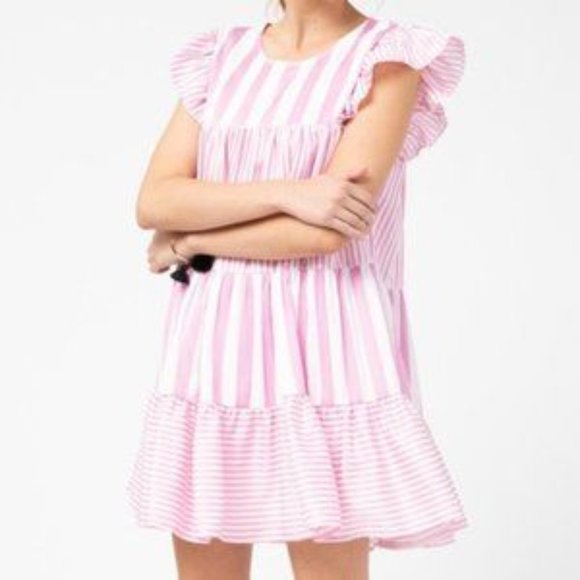 COTTEN CANDY PINK STRIPES DRESS - Picture 2 of 3